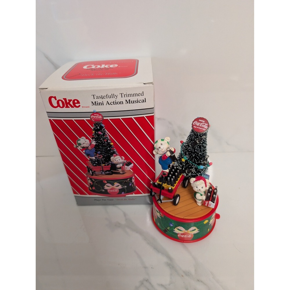 Vintage 1996 Coca-Cola Mini Action Musical Deck the Halls Enesco 184888 Boxed
